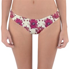 Retro 1880s Flowers Pattern 21 Reversible Hipster Bikini Bottoms