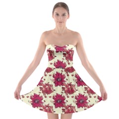 Retro 1880s Flowers Pattern 21 Strapless Bra Top Dress