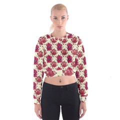 Retro 1880s Flowers Pattern 21 Cropped Sweatshirt by violetheavensky