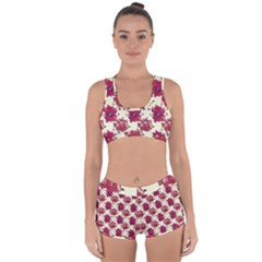 Retro 1880s Flowers Pattern 21 Racerback Boyleg Bikini Set