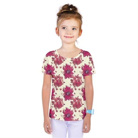 Retro 1880s Flowers Pattern 21 Kids  One Piece T-shirt by violetheavensky