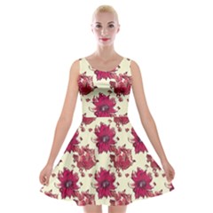 Retro 1880s Flowers Pattern 21 Velvet Skater Dress