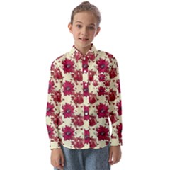 Retro 1880s Flowers Pattern 21 Kids  Long Sleeve Shirt by violetheavensky