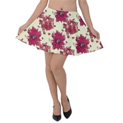 Retro 1880s Flowers Pattern 21 Velvet Skater Skirt