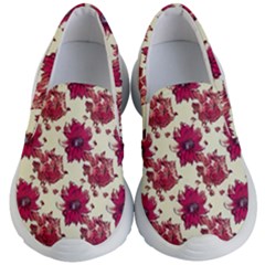 Retro 1880s Flowers Pattern 21 Kids Lightweight Slip Ons