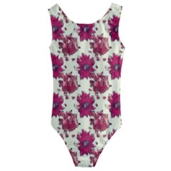 Retro 1880s Flowers Pattern 21 Kids  Cut-out Back One Piece Swimsuit by violetheavensky