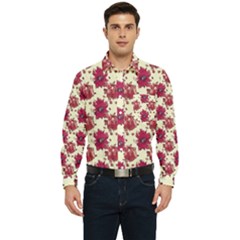 Retro 1880s Flowers Pattern 21 Men s Long Sleeve Pocket Shirt  by violetheavensky