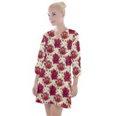 Retro 1880s Flowers Pattern 21 Open Neck Shift Dress