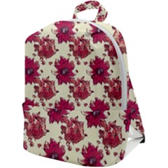 Retro 1880s Flowers Pattern 21 Zip Up Backpack by violetheavensky