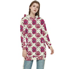 Retro 1880s Flowers Pattern 21 Women s Long Oversized Pullover Hoodie