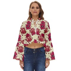 Retro 1880s Flowers Pattern 21 Boho Long Bell Sleeve Top