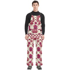 Retro 1880s Flowers Pattern 21 Men s Side Zip Front Pouch Ski And Snowboard Bib Pants	