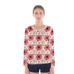 Retro 1880s Flowers Pattern 23 Women s Long Sleeve T-shirt