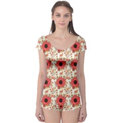 Retro 1880s Flowers Pattern 23 Boyleg Leotard 