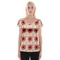 Retro 1880s Flowers Pattern 23 Cap Sleeve Top View1