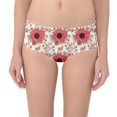 Retro 1880s Flowers Pattern 23 Mid-waist Bikini Bottoms