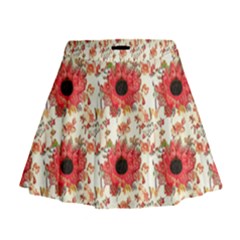 Retro 1880s Flowers Pattern 23 Mini Flare Skirt