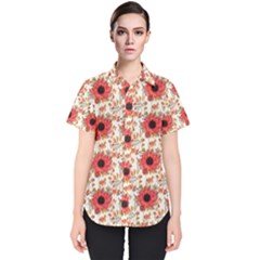 Retro 1880s Flowers Pattern 23 Women s Short Sleeve Shirt