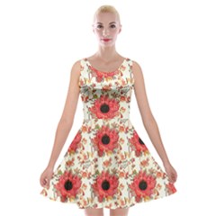 Retro 1880s Flowers Pattern 23 Velvet Skater Dress