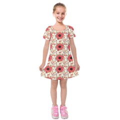 Retro 1880s Flowers Pattern 23 Kids  Short Sleeve Velvet Dress