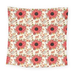 Retro 1880s Flowers Pattern 23 Square Tapestry (large)