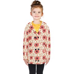 Retro 1880s Flowers Pattern 23 Kids  Double Breasted Button Coat