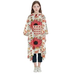 Retro 1880s Flowers Pattern 23 Kids  Hooded Rain Ponchos