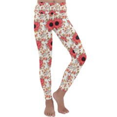 Retro 1880s Flowers Pattern 23 Kids  Lightweight Velour Classic Yoga Leggings by violetheavensky