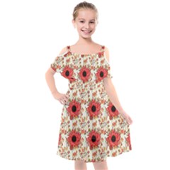 Retro 1880s Flowers Pattern 23 Kids  Cut Out Shoulders Chiffon Dress by violetheavensky