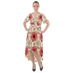 Retro 1880s Flowers Pattern 23 Front Wrap High Low Dress by violetheavensky