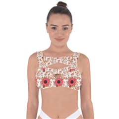 Retro 1880s Flowers Pattern 23 Bandaged Up Bikini Top