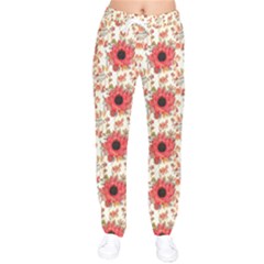 Retro 1880s Flowers Pattern 23 Women Velvet Drawstring Pants