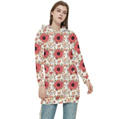 Retro 1880s Flowers Pattern 23 Women s Long Oversized Pullover Hoodie