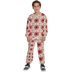 Retro 1880s Flowers Pattern 23 Kids  Sweatshirt Set