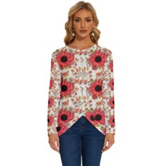 Retro 1880s Flowers Pattern 23 Long Sleeve Crew Neck Pullover Top