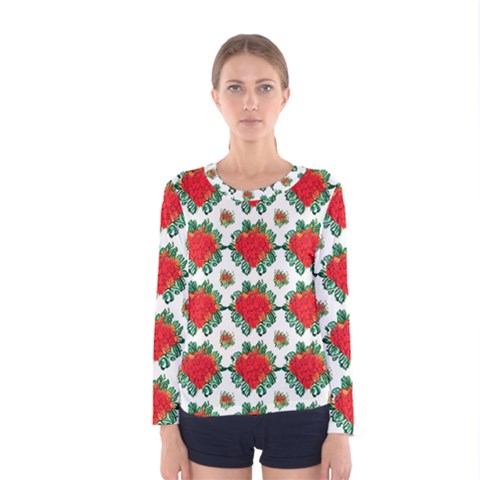 Retro 1880s Flowers Pattern 13 Women s Long Sleeve T-shirt by violetheavensky