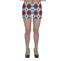 Retro 1880s Flowers Pattern 13 Skinny Shorts