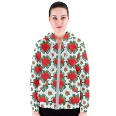 Retro 1880s Flowers Pattern 13 Women s Zipper Hoodie