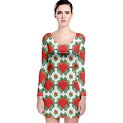 Retro 1880s Flowers Pattern 13 Long Sleeve Velvet Bodycon Dress