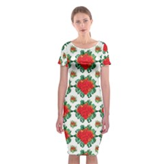 Retro 1880s Flowers Pattern 13 Classic Short Sleeve Midi Dress by violetheavensky