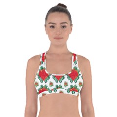 Retro 1880s Flowers Pattern 13 Cross Back Sports Bra by violetheavensky