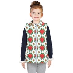 Retro 1880s Flowers Pattern 13 Kids  Hooded Puffer Vest