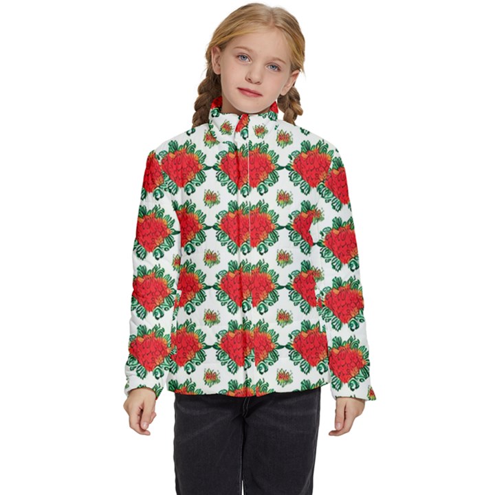 Retro 1880s Flowers Pattern 13 Kids  Puffer Bubble Jacket Coat