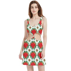 Retro 1880s Flowers Pattern 13 Velour Cutout Dress