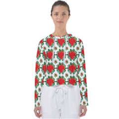 Retro 1880s Flowers Pattern 13 Women s Slouchy Sweat