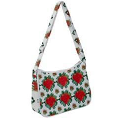 Retro 1880s Flowers Pattern 13 Zip Up Shoulder Bag