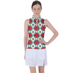 Retro 1880s Flowers Pattern 13 Women s Sleeveless Polo T-shirt by violetheavensky