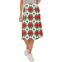 Retro 1880s Flowers Pattern 13 Midi Panel Skirt by violetheavensky