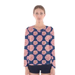 Retro 1880s Flowers Pattern 16 Women s Long Sleeve T-shirt