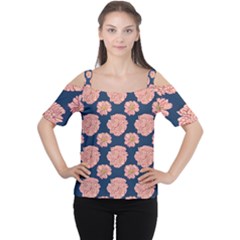 Retro 1880s Flowers Pattern 16 Cutout Shoulder T-shirt